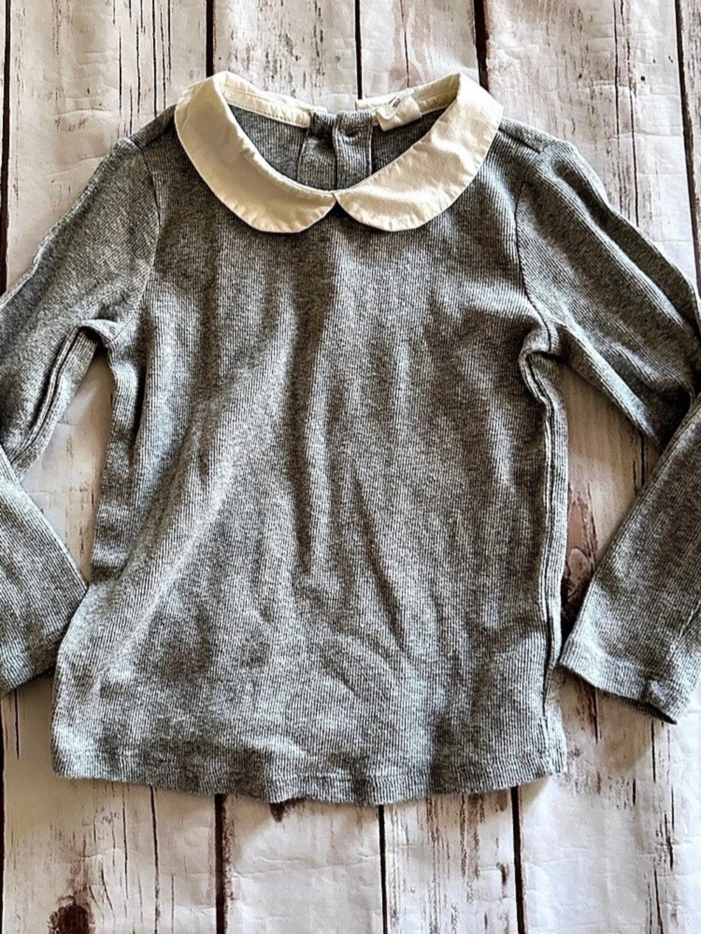 Baby Gap gray long sleeve shirt with cream collar